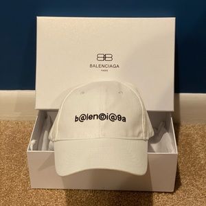 Authentic White Balenciaga Hat, adjustable unisex